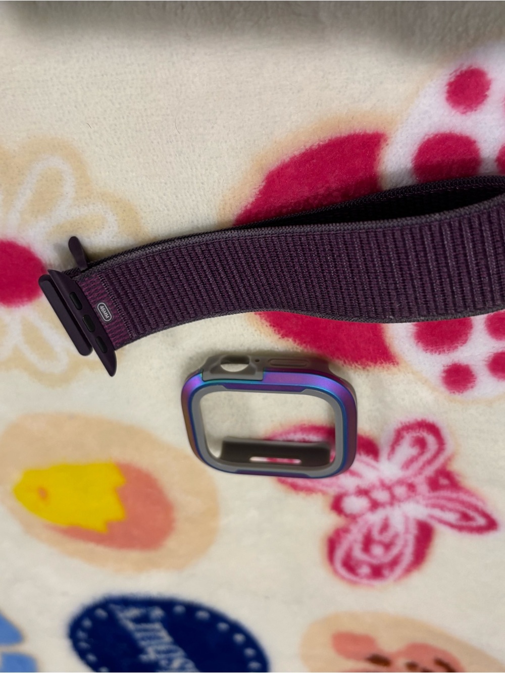 Purple Nylon Apple Watch Band with Iridescent Case
